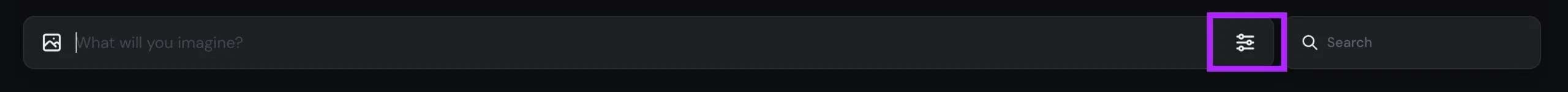Filter button in Midjourney's Website Imagine bar